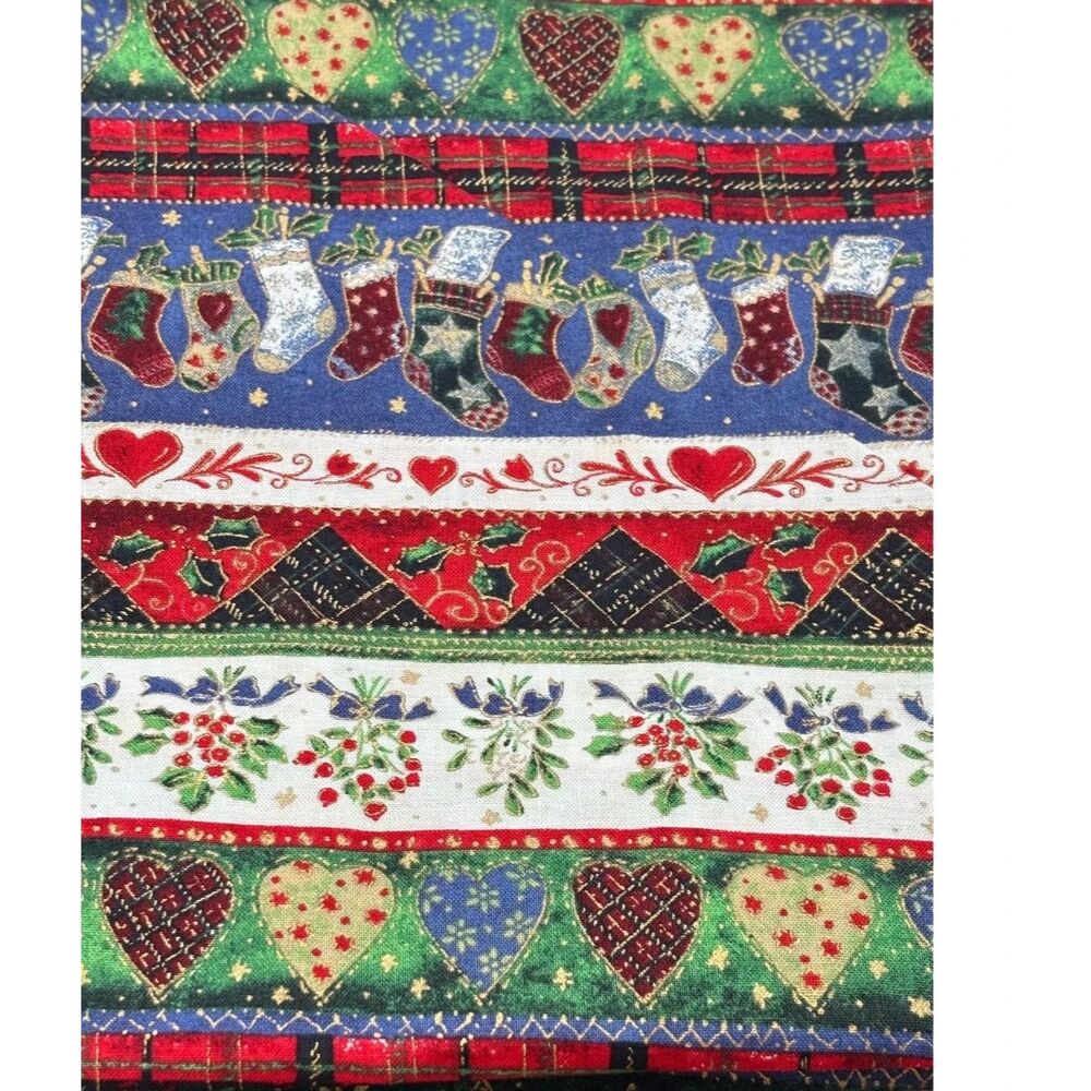 Vintage Brother Sister Misc Christmas Stripe Cotton Fabric 39"L x 42"W